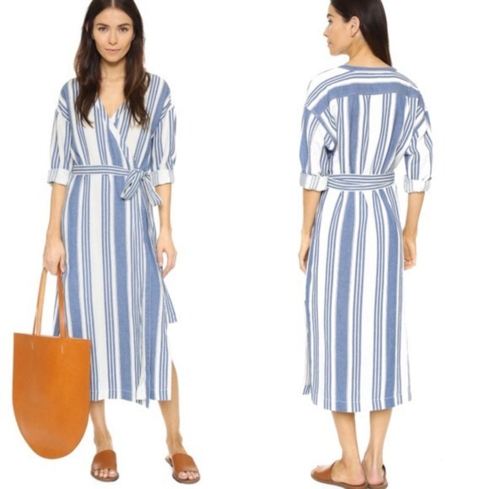 Madewell Wrap Midi Dress in Linn Stripe